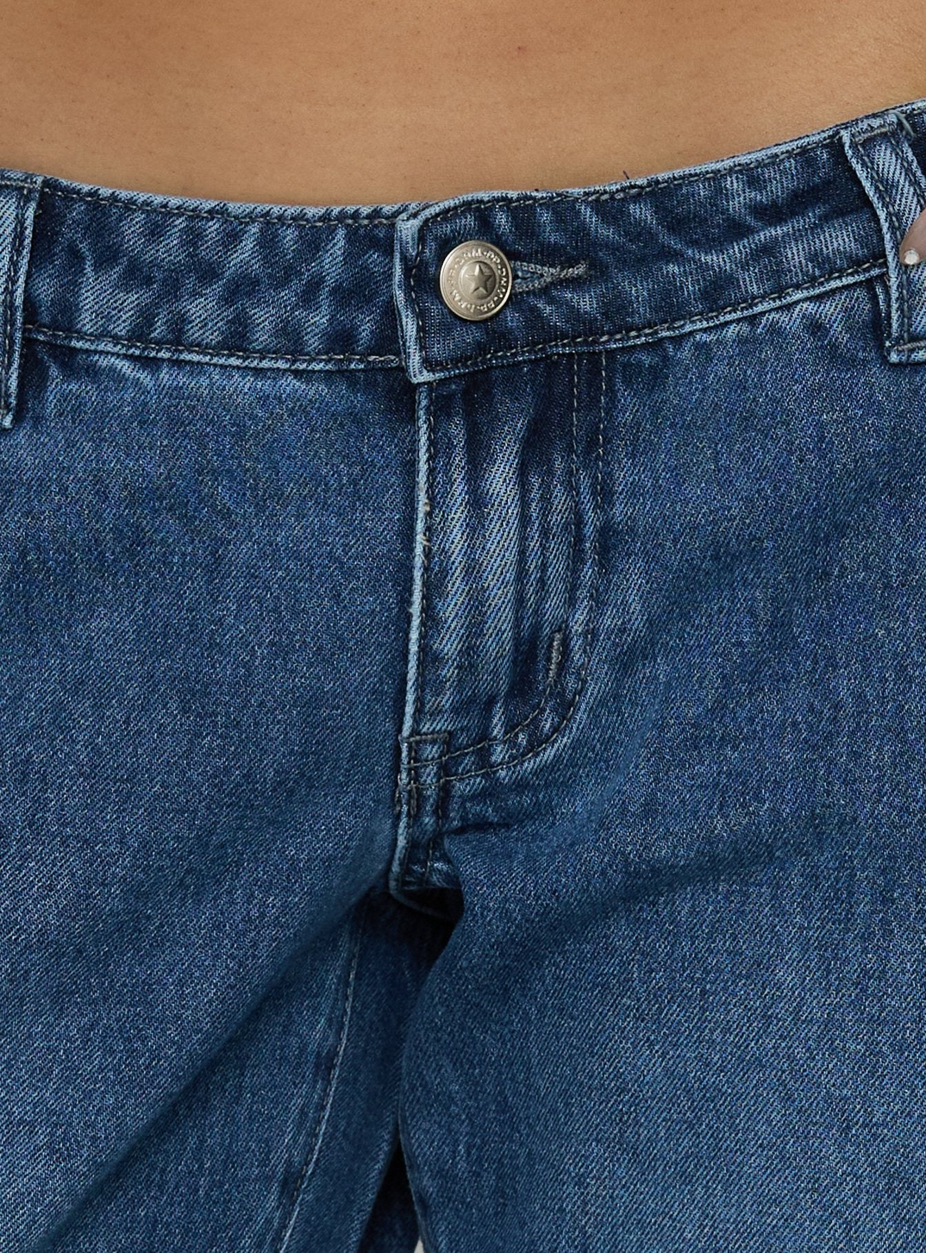 Hierarchy Low Rise 3/4 Length Jeans Mid Wash