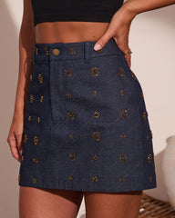 Starlit Muse Embellished Denim Mini Skirt