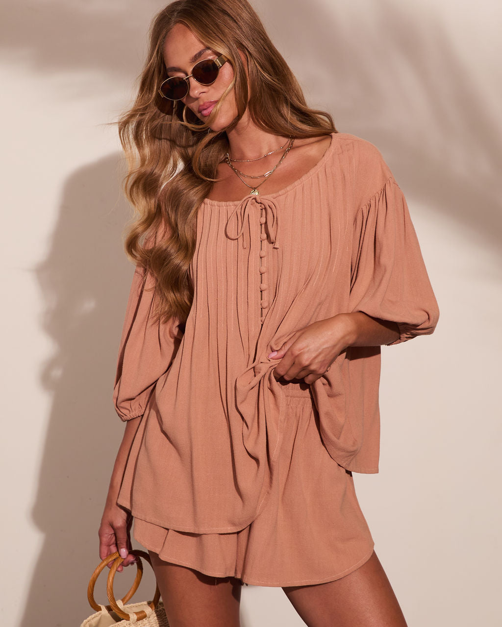 Market Sunrise Linen Blend Drawstring Shorts