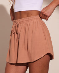 Market Sunrise Linen Blend Drawstring Shorts