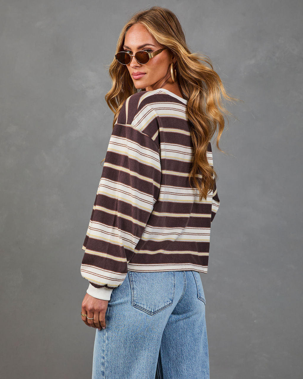 Lyone Cotton Striped Long Sleeve Top
