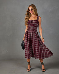 Velma Smocked Plaid Midi Dress