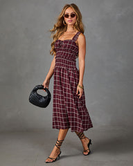 Velma Smocked Plaid Midi Dress