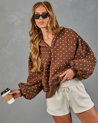 Dot Darling Henley Polka Dot Fleece Sweatshirt