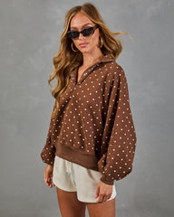 Dot Darling Henley Polka Dot Fleece Sweatshirt