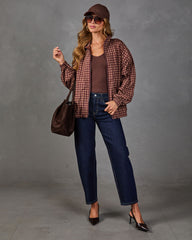 Reine Plaid Mock Neck Track Jacket