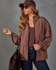 Reine Plaid Mock Neck Track Jacket
