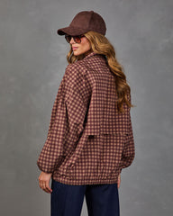 Reine Plaid Mock Neck Track Jacket