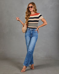 Sienna Hour Cotton Striped Short Sleeve Top