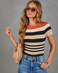 Sienna Hour Cotton Striped Short Sleeve Top