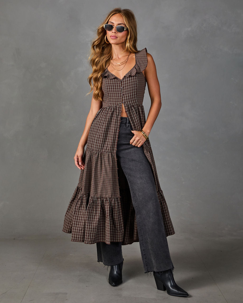 Harvest Darling Plaid Maxi Top