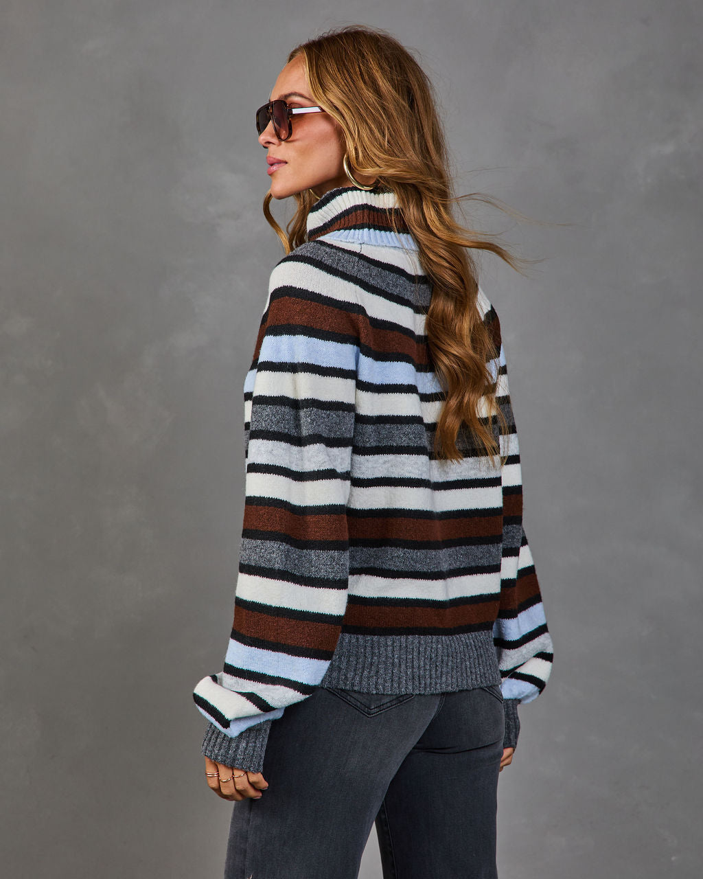 Joleigh Knit Striped Turtleneck Sweater
