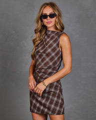 Wendell Plaid Mock Neck Mini Dress