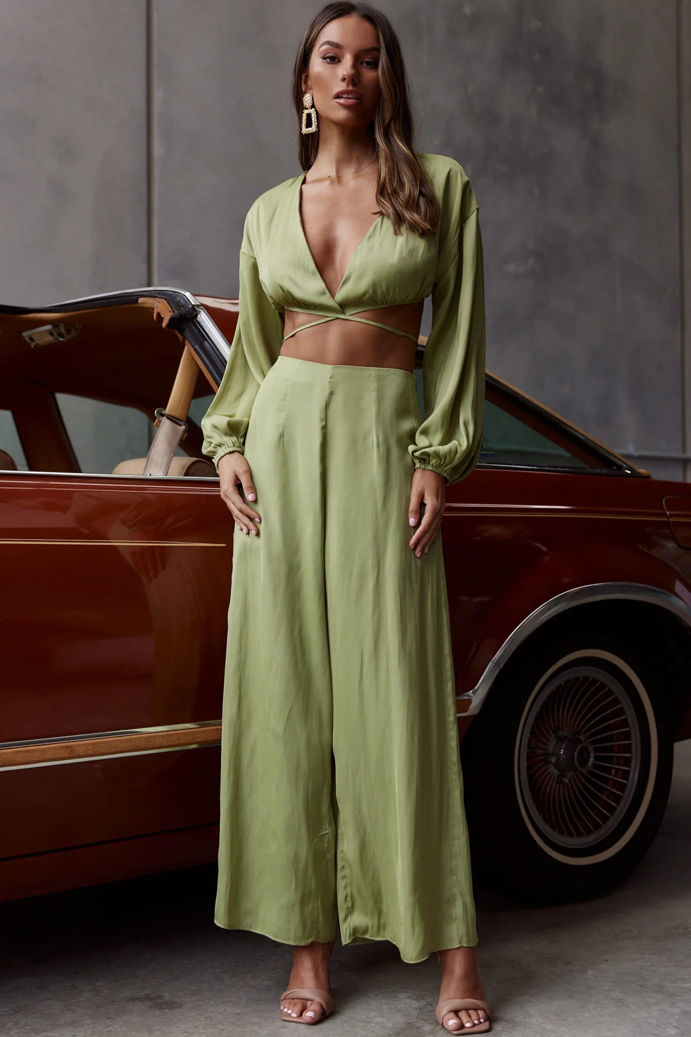 Lilian Wide Legs Pants Olive