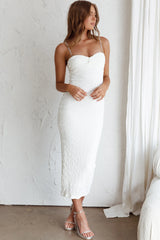 Tiffani Diamante Strap Midi Dress White