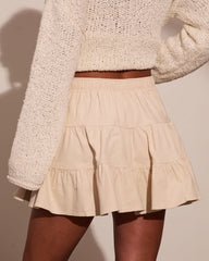 Jilliana Tiered Cotton Corduroy Mini Skirt