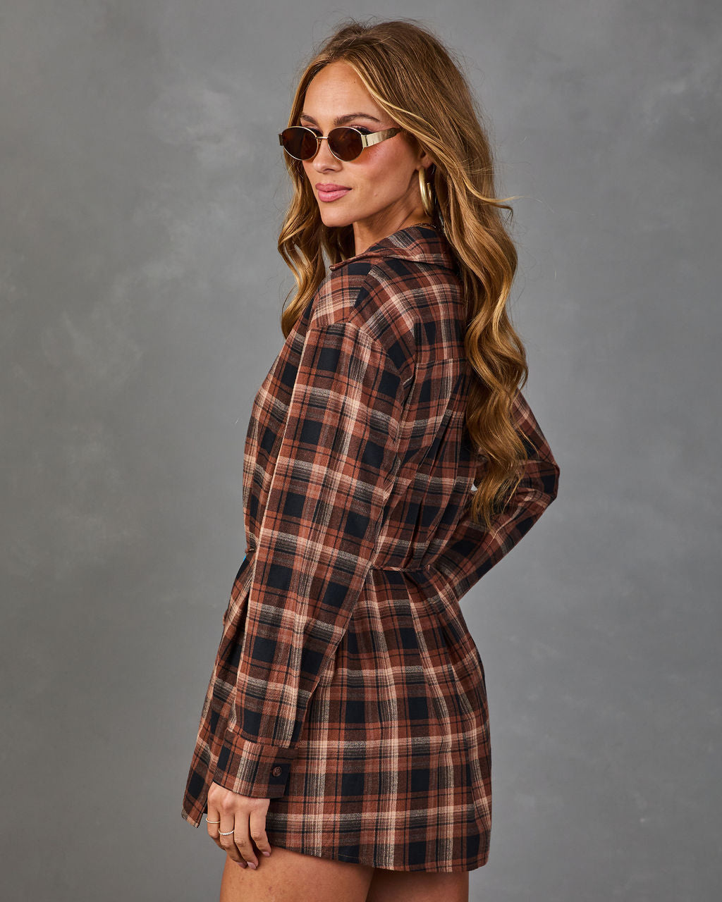 Turning Season Cotton Plaid Waist Tie Romper