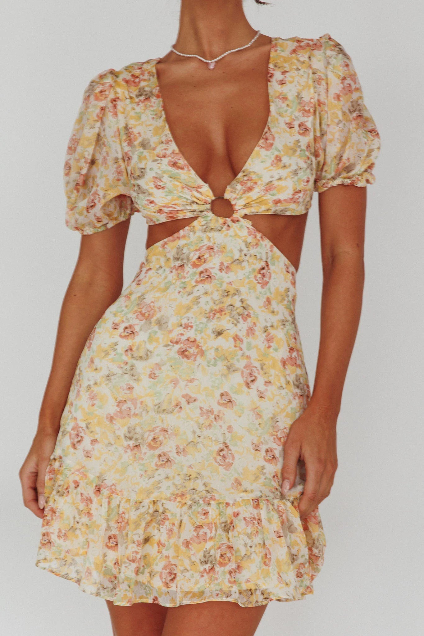 Graciele Laced Back Cut-Out Mini Dress Floral Orange