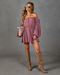 Karrington Gingham Off the Shoulder Mini Dress