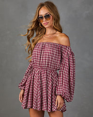 Karrington Gingham Off the Shoulder Mini Dress