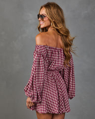 Karrington Gingham Off the Shoulder Mini Dress