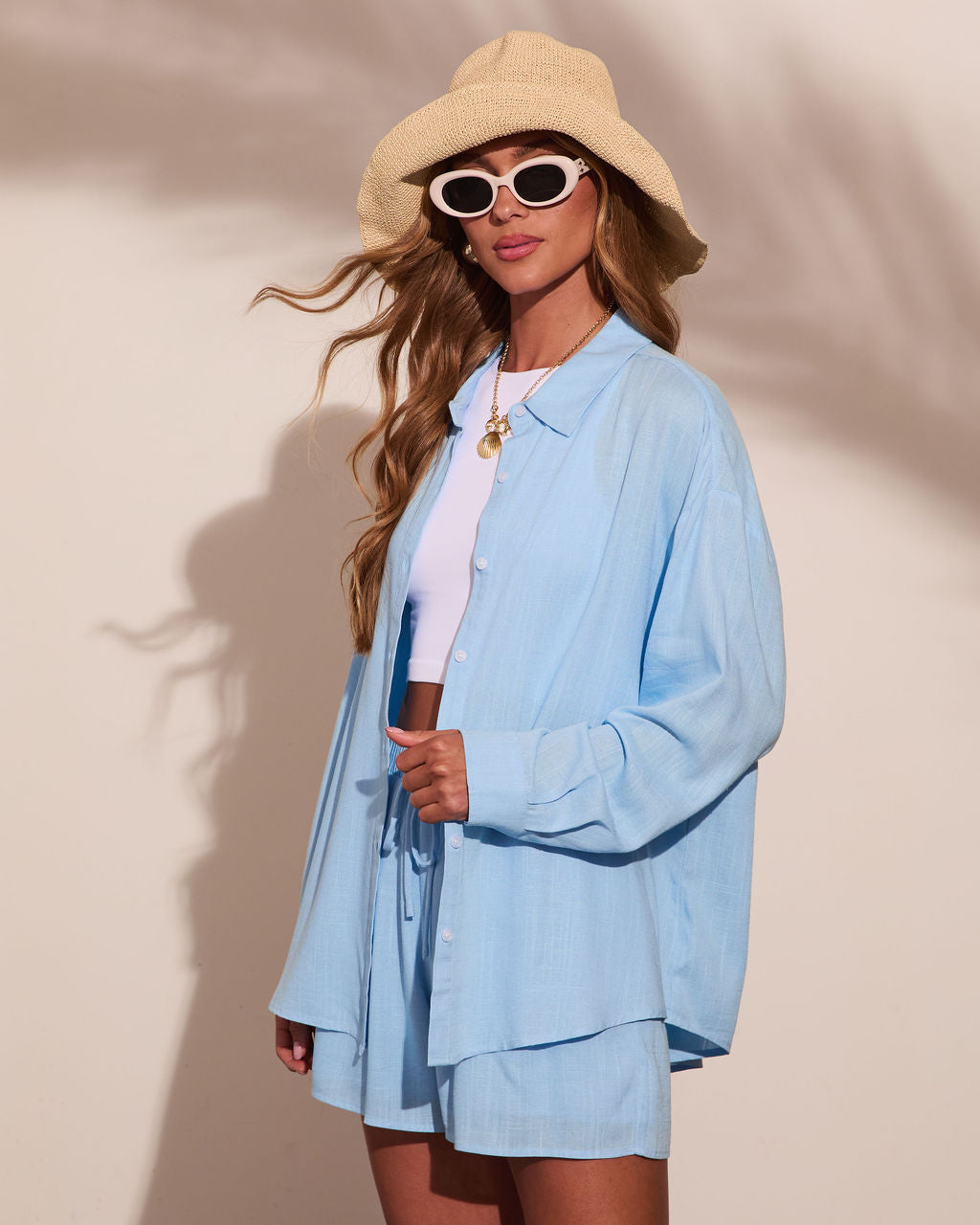 Cottage Market Linen Blend Button Down Top