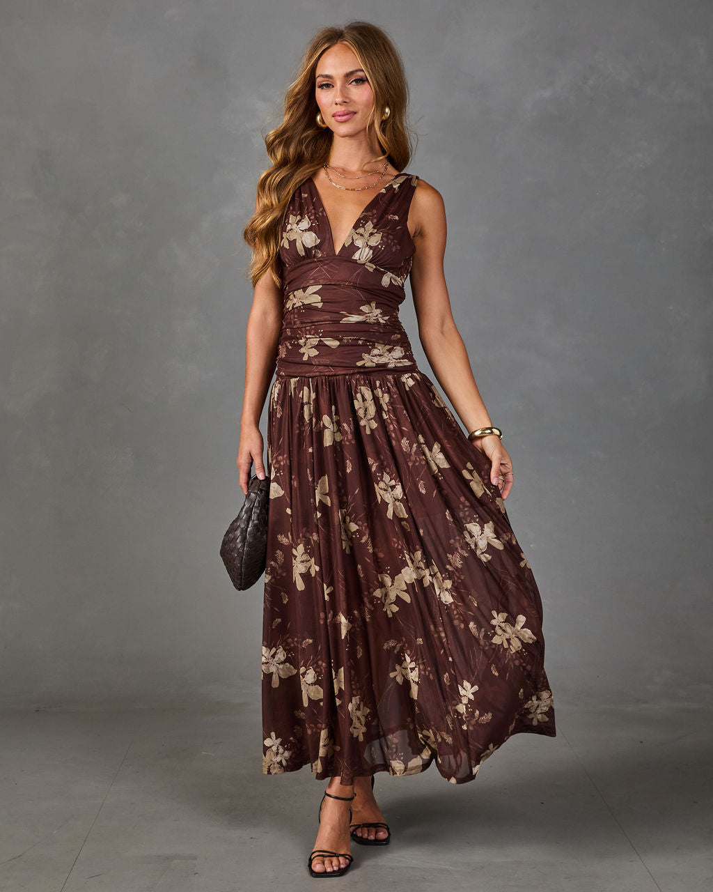 Honeycrisp Bloom Mesh Floral Maxi Dress