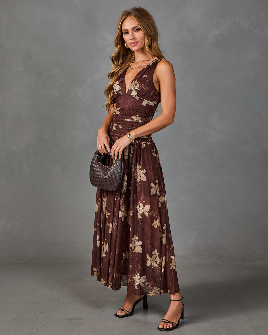 Honeycrisp Bloom Mesh Floral Maxi Dress