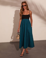 Quiet Terrace Cotton Color Block Maxi Dress