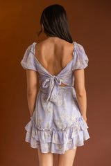 Sweet Nothings Puff Sleeve Twist Dress Floral Lilac