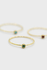 Gold emerald birthstone ring / May - green