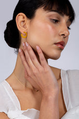 Mustard matte open circle stud earrings