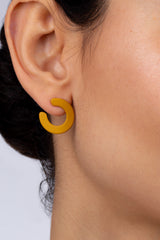 Mustard matte open circle stud earrings