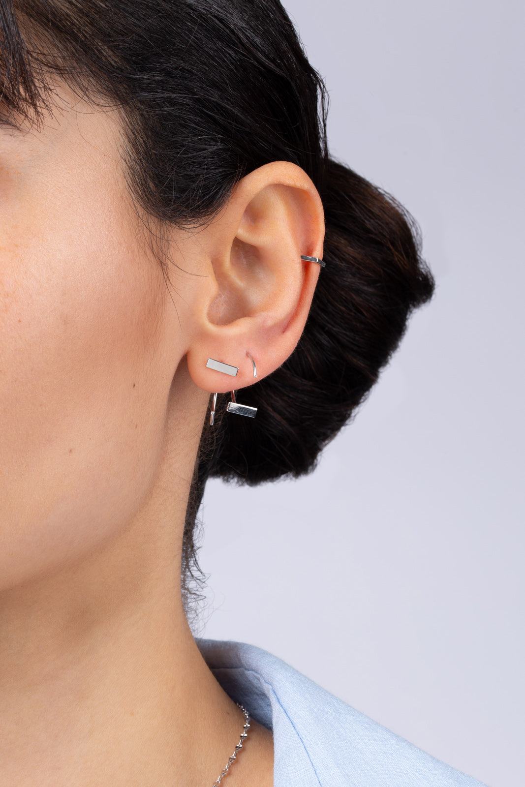 Silver rectangle half hoop