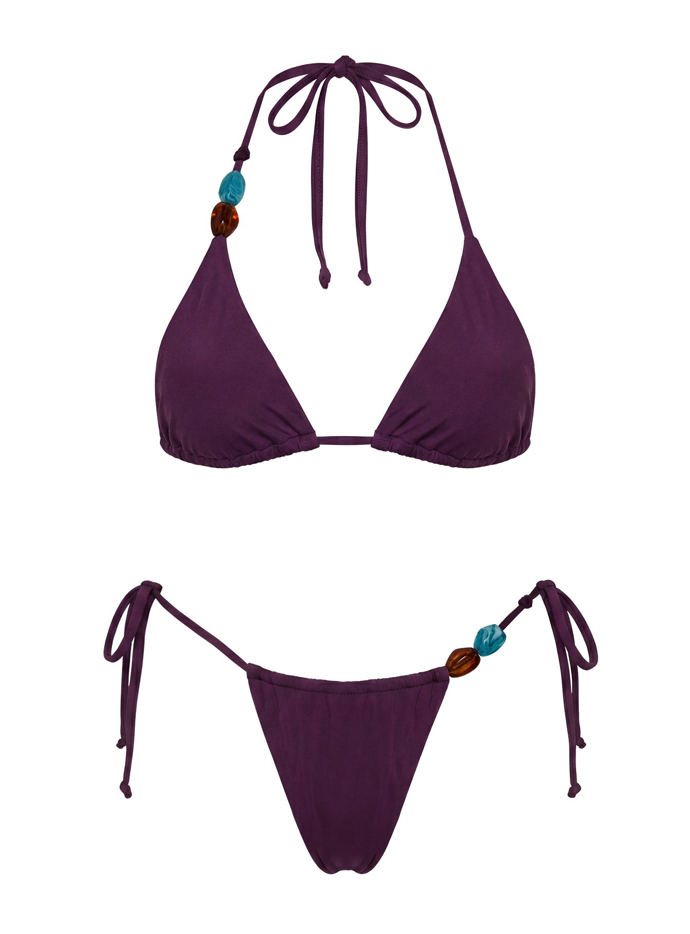 Nevaeh Beaded Triangle Bikini Top Purple