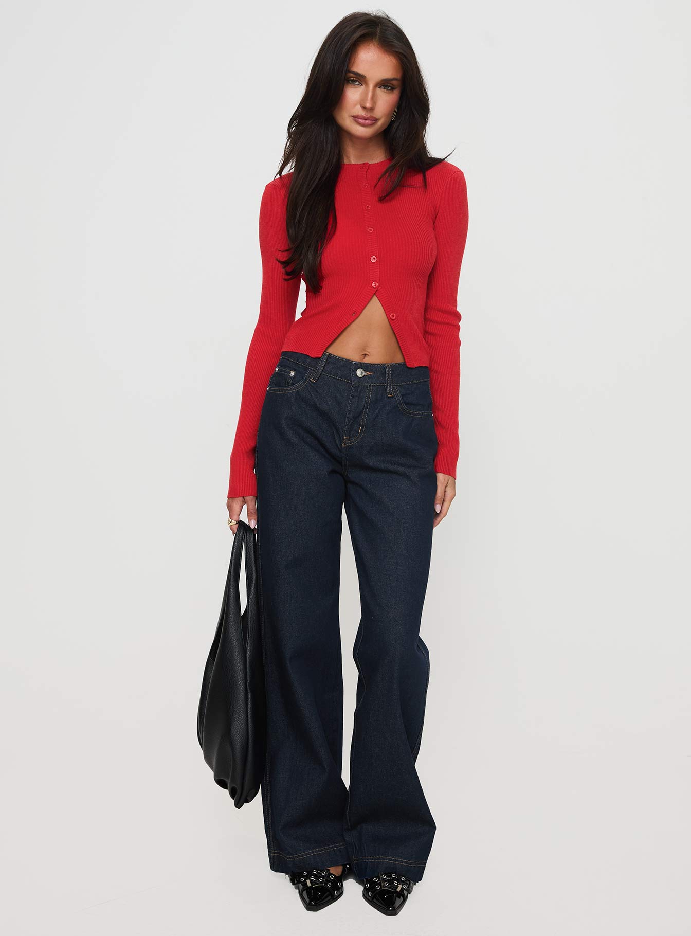 Suzu Long Sleeve Knit Top Red