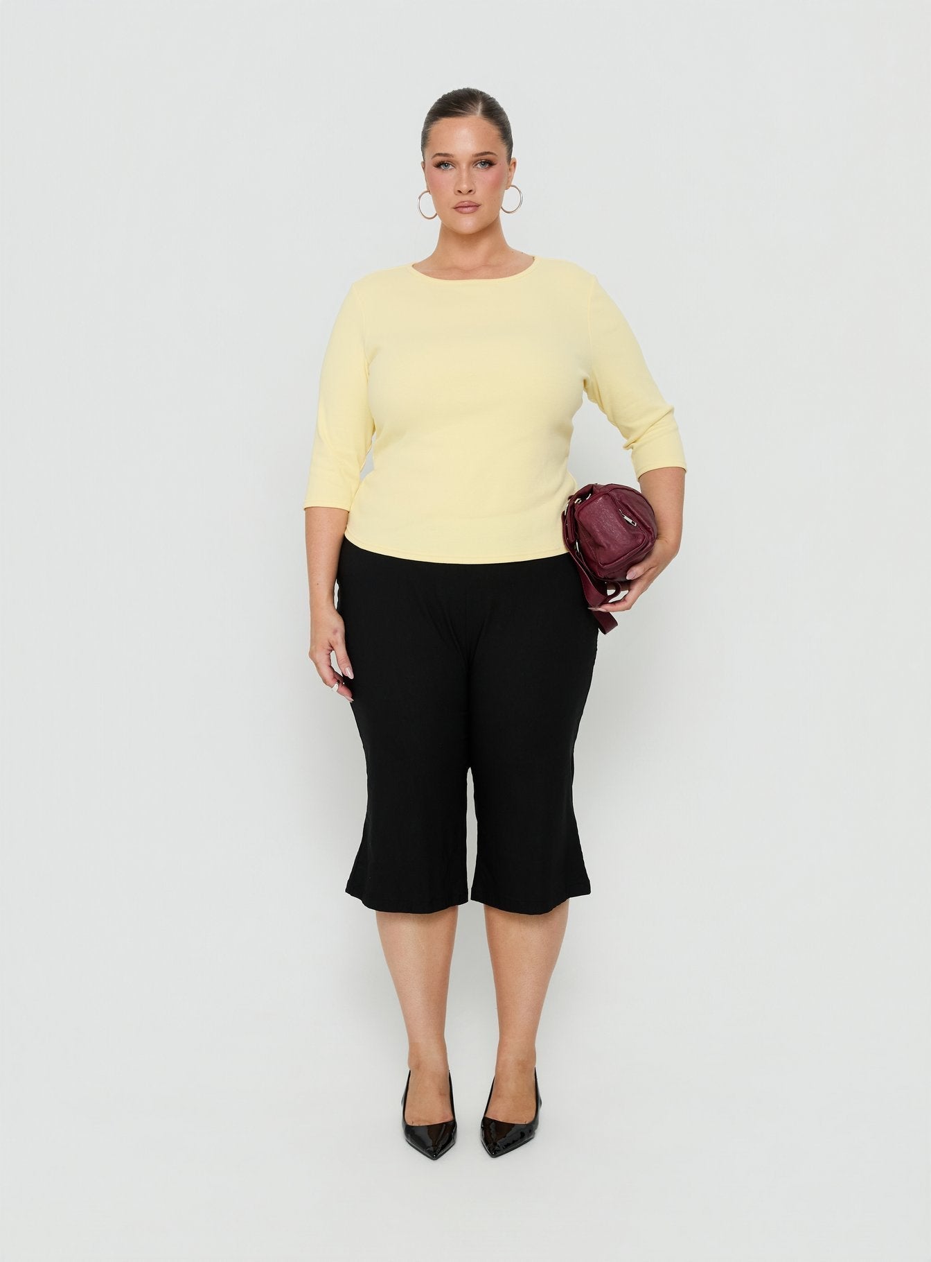 Elaia 3/4 Sleeve Top Yellow Curve