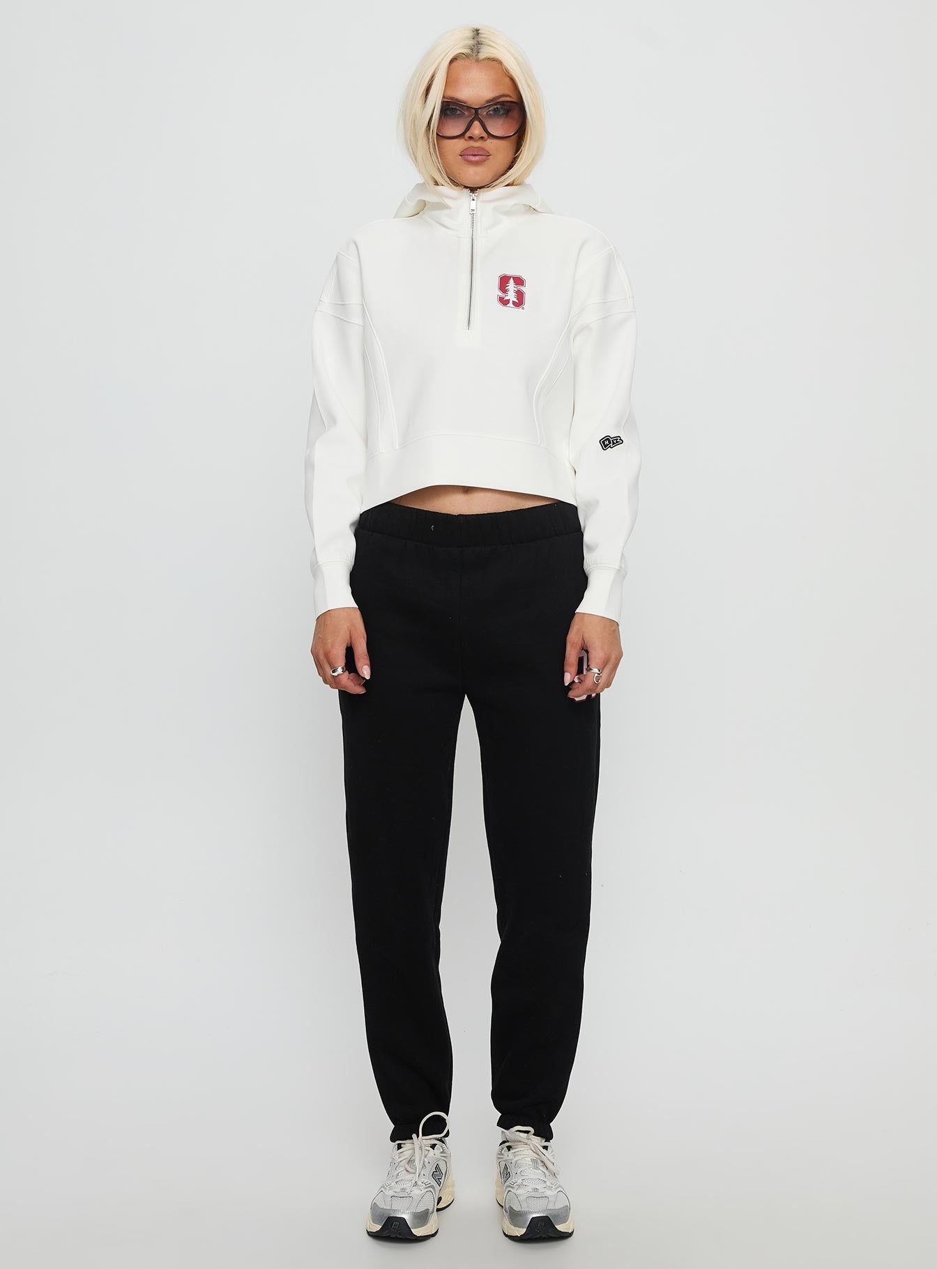 Stanford Buttersport Half-zip Hoodie White