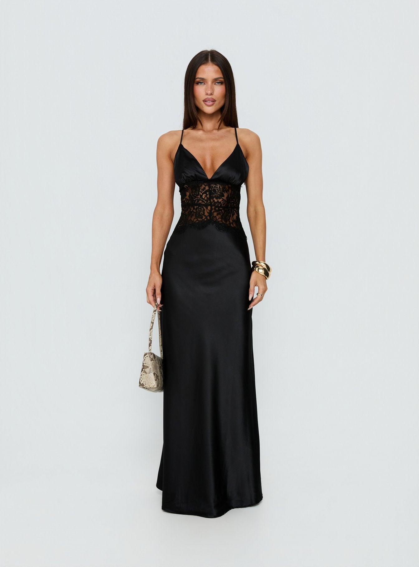 Klairee Lace Maxi Dress Black