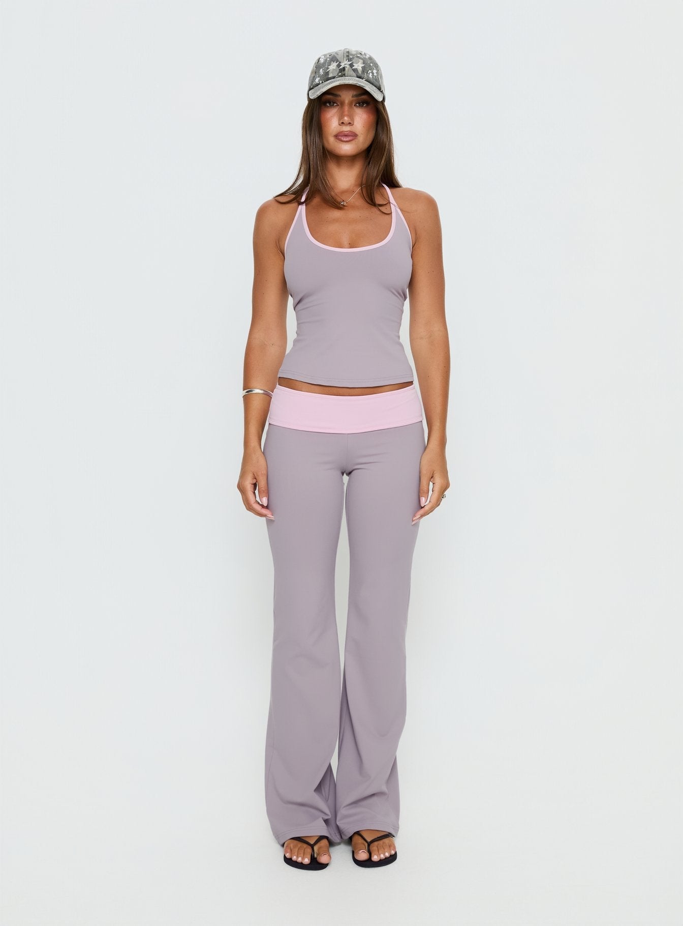 Kobee Jersey Flare Pants Slate / Dusty Pink