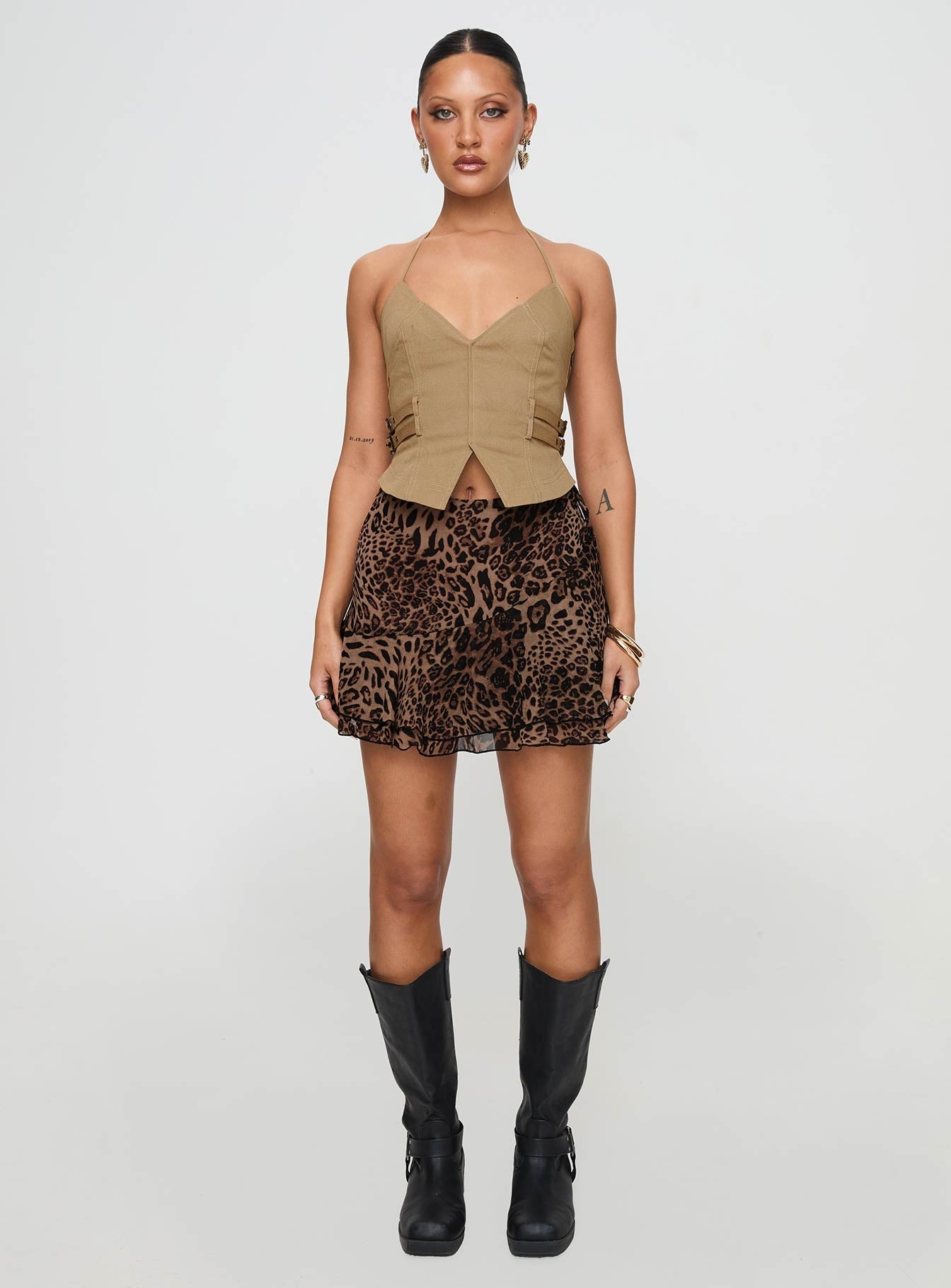 Luned Mini Skirt Leopard