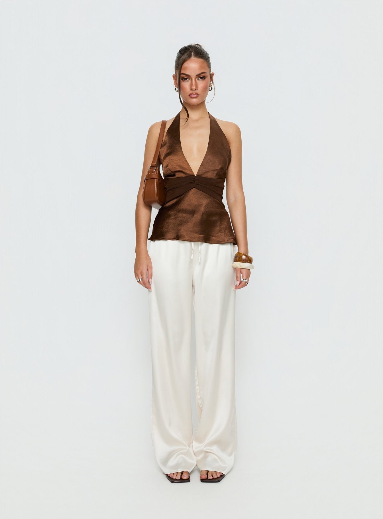 Salyra Satin Halter Top Chocolate