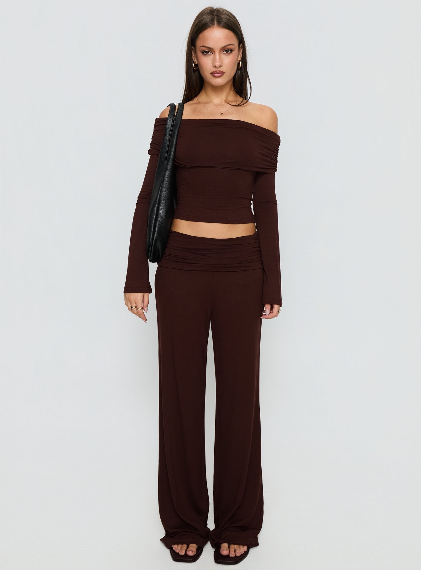Fawne Ruched Folded Pants Brown