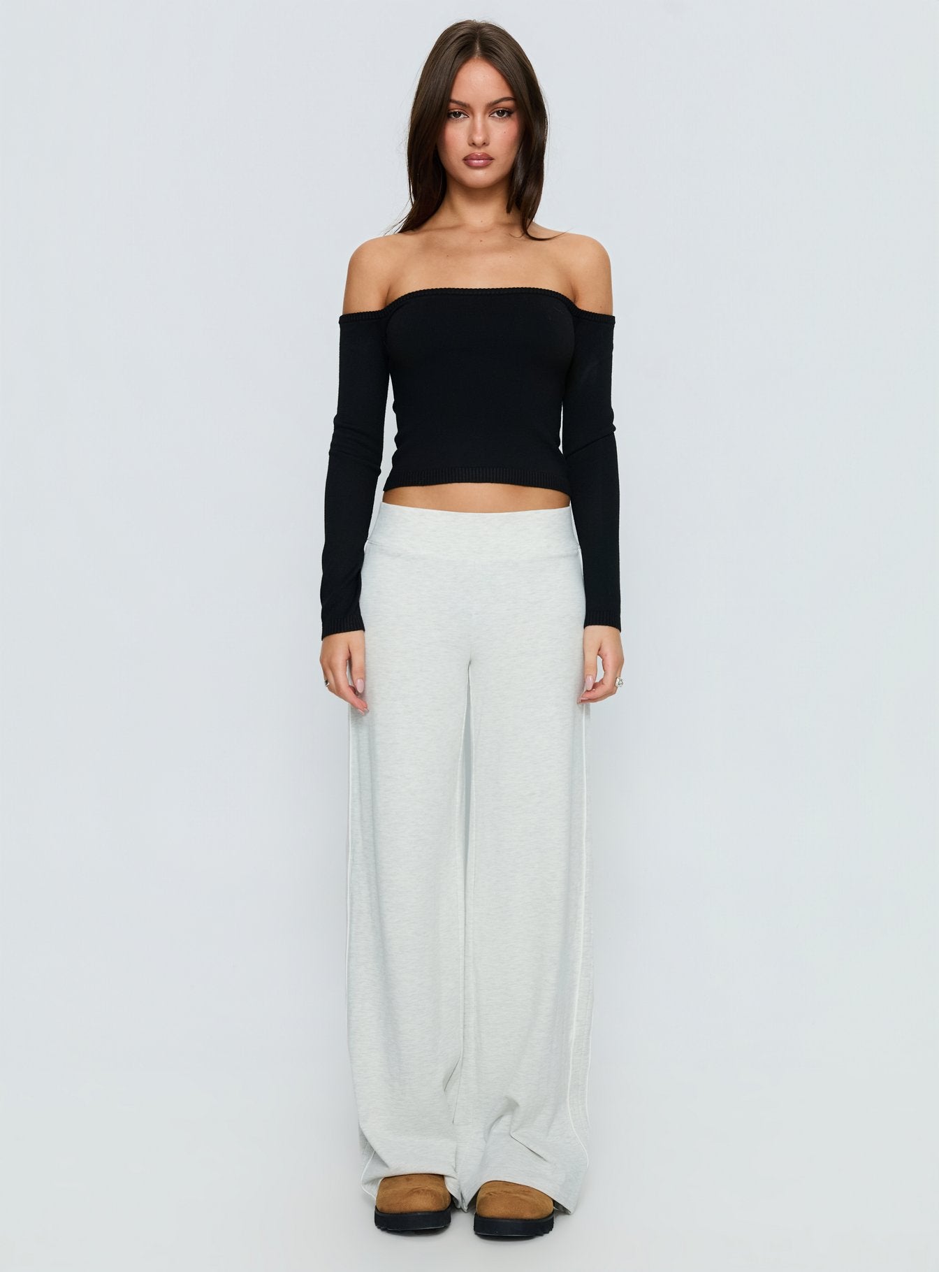 Ellaina Off Shoulder Long Sleeve Top Black