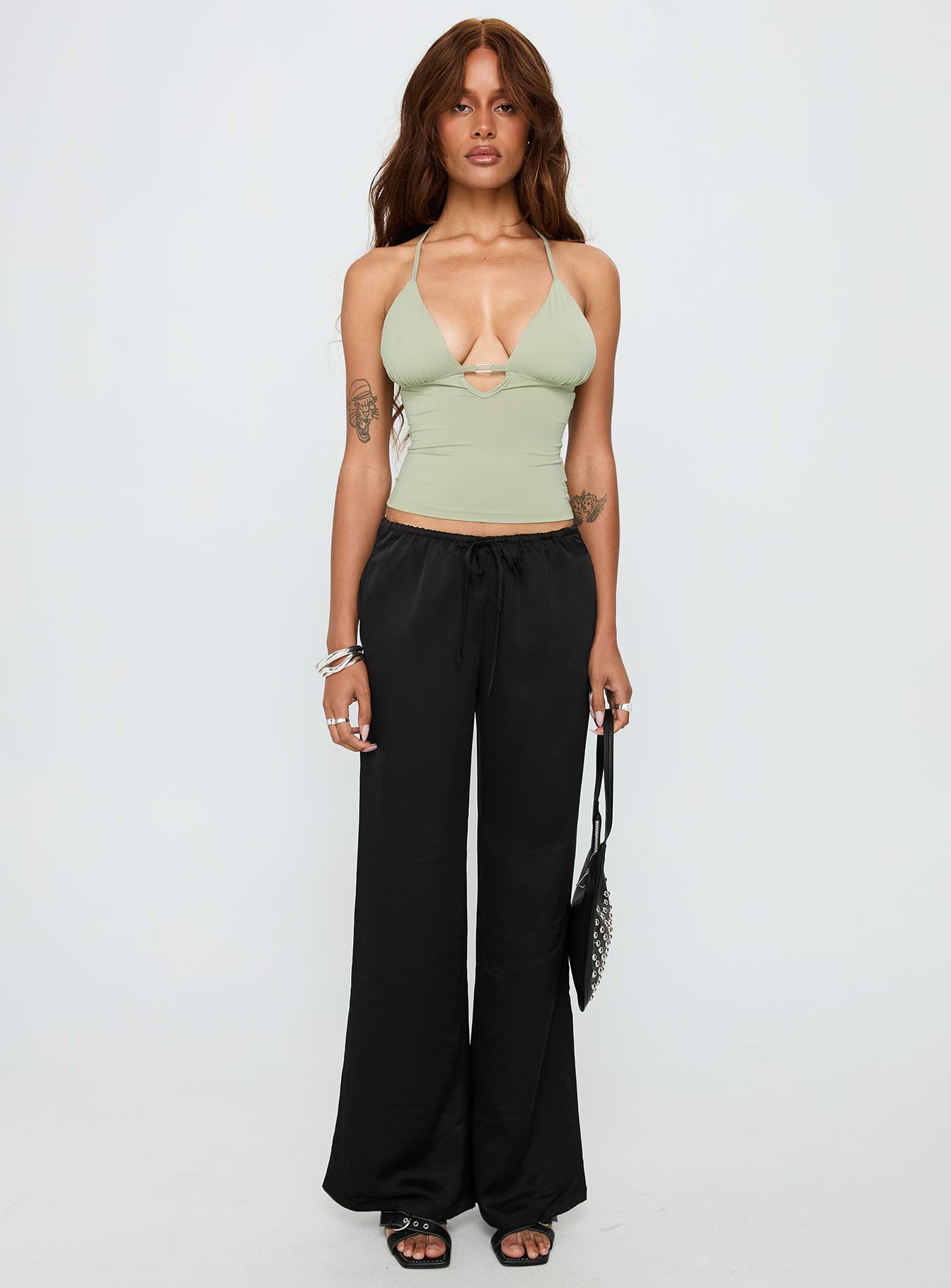 Norwalk Plunge Neck Top Sage