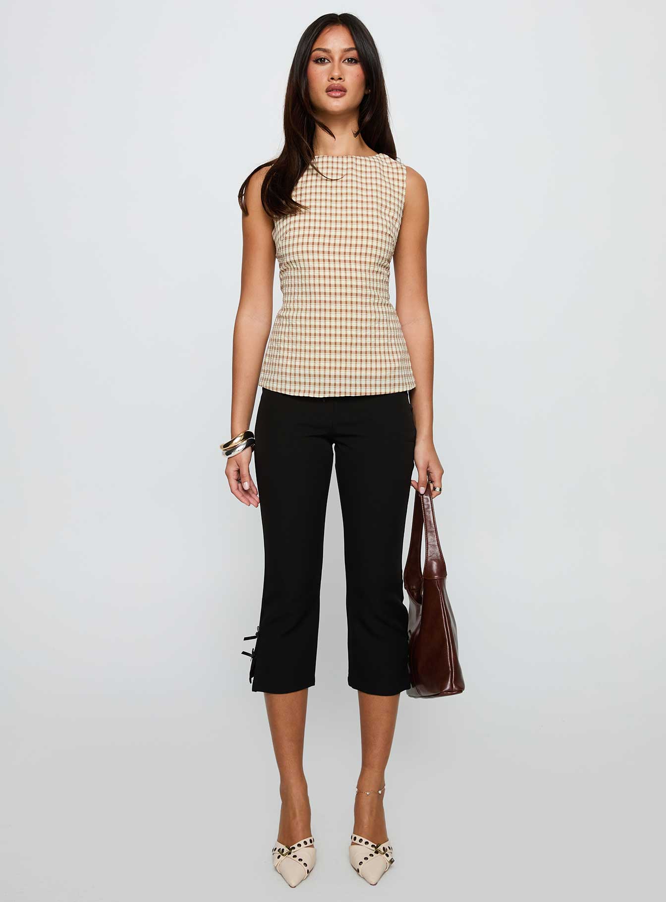 Michaud Top Brown Gingham