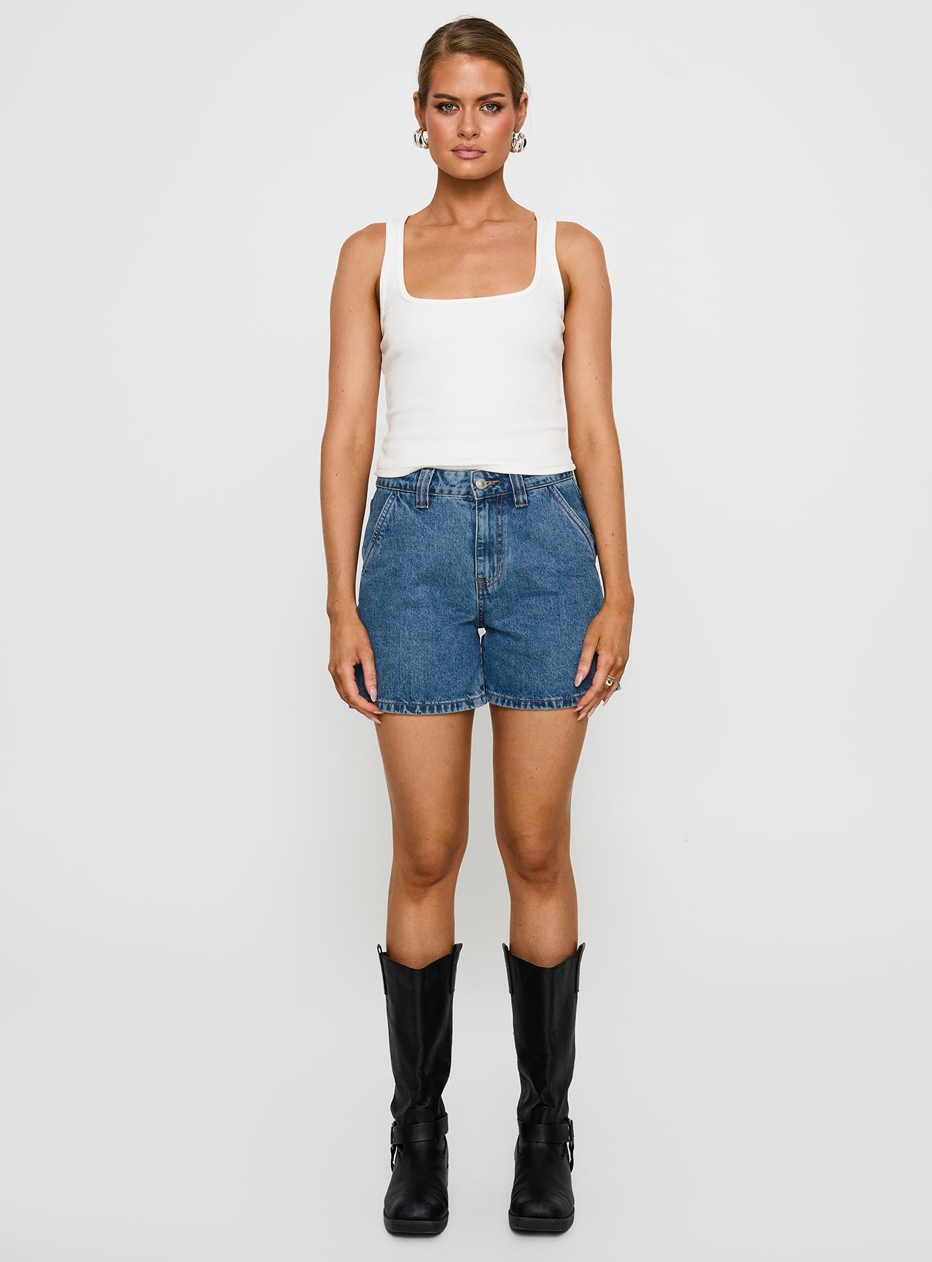 Lou Carpenter Denim Shorts Mid Wash Lower Impact
