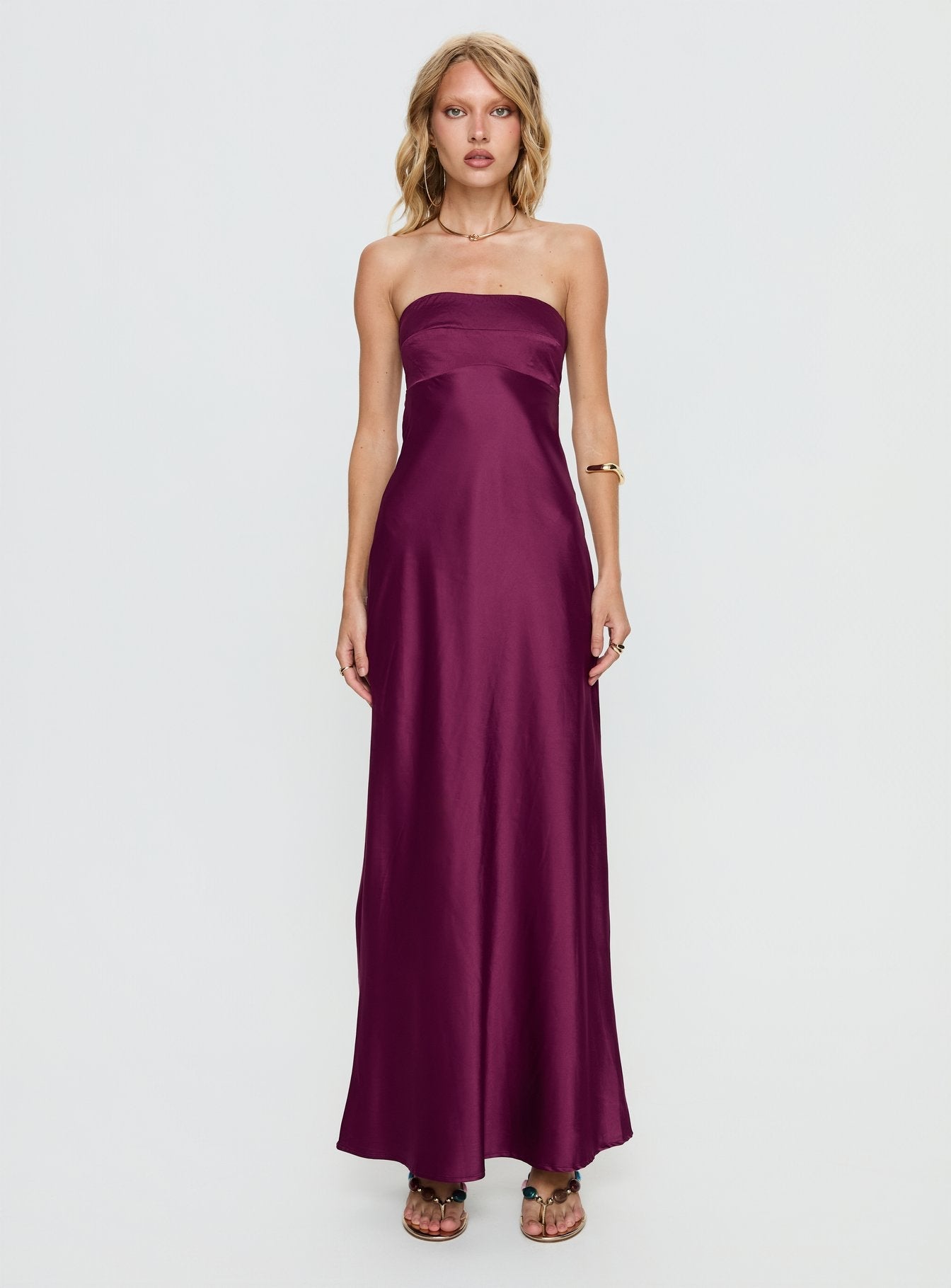 Rozelle Strapless Maxi Dress Currant