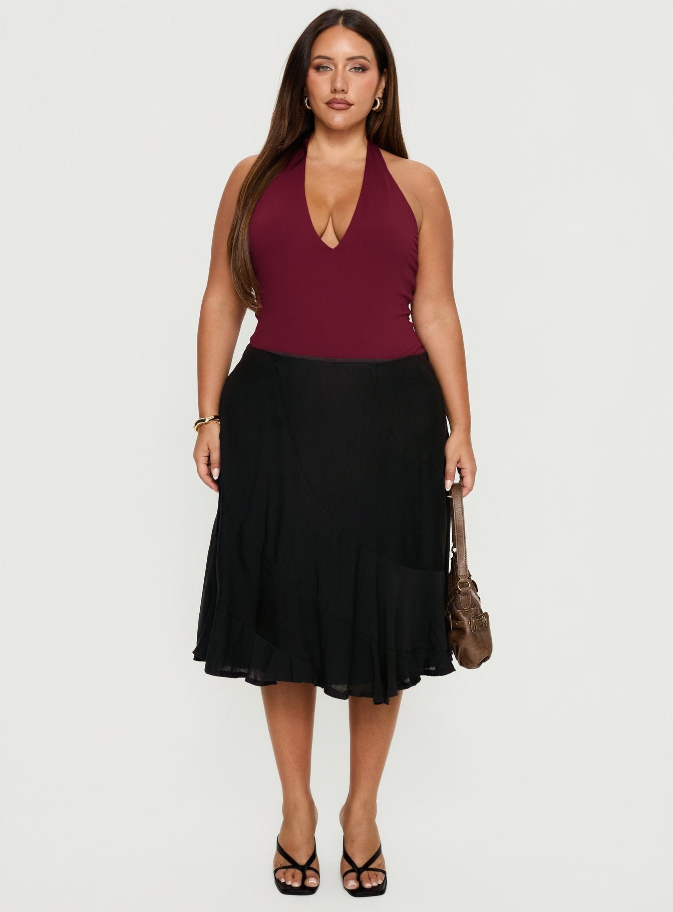 With Kindness Midi Skirt Black Curve