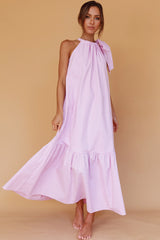 Cruise Shoulder Tie Maxi Dress Lilac